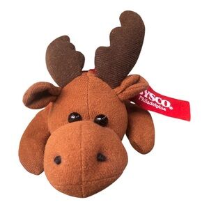 Brown Plush Dog Toy with Red Ribbon